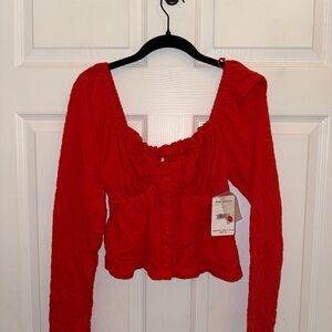 Free People Red Blouse NWT
